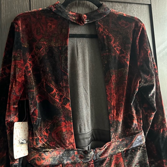 Free People Printed Burnout Velvet Backless Romper - Picture 9 of 15